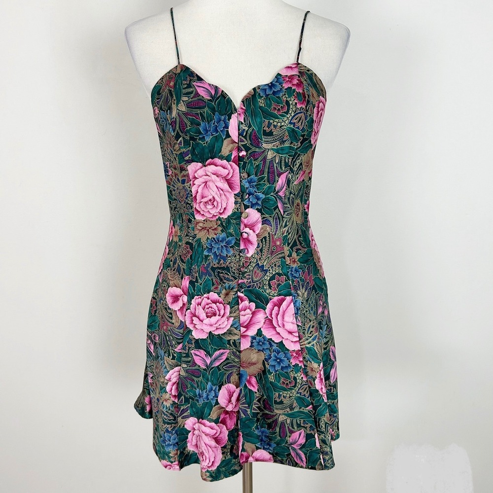 Vintage Victoria's Secret Nightgown Pink Green Floral Paisley Size Small Women's
